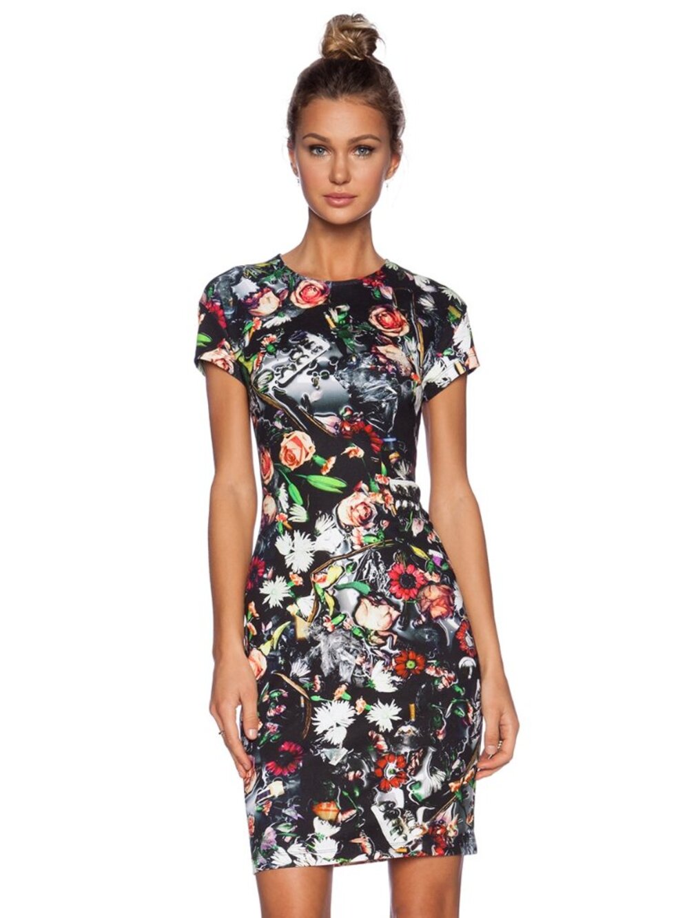 McQ Alexander McQueen Long Bodycon Dress in Festival Floral Size Large